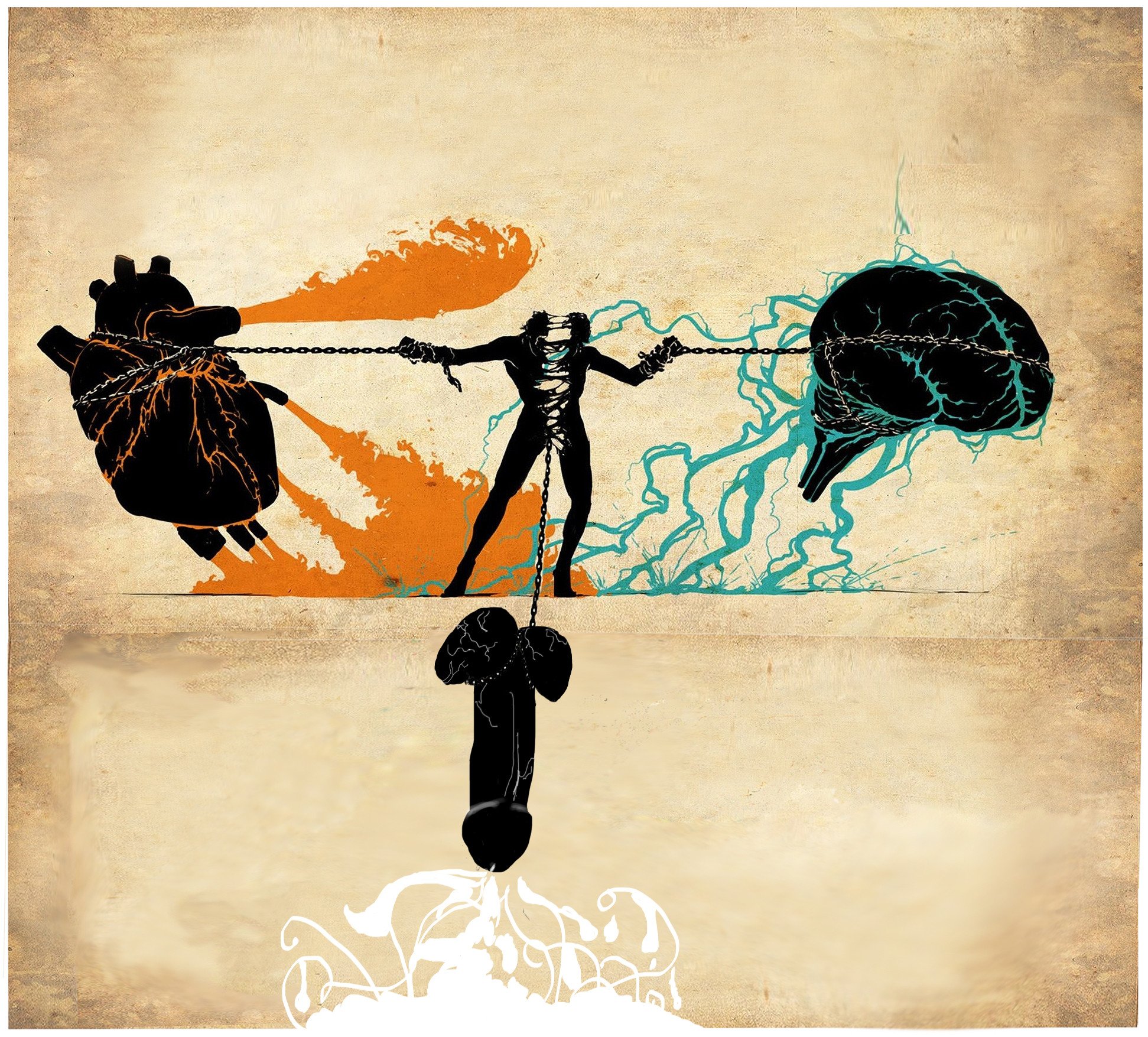 Побуждение и чувства. Борьба сердца и мозга. Иллюстрации со смыслом. Психологические картины со смыслом. Между сердцем и мозгом.
