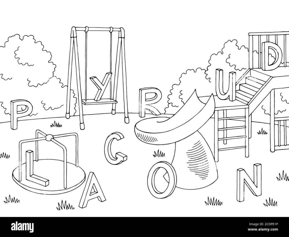 Playground Coloring Sheet For Kids