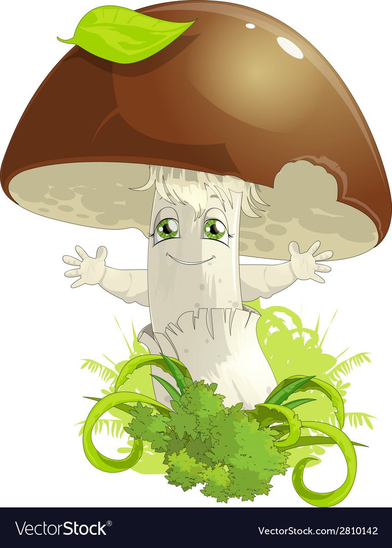 Мультяшные грибы с лицом