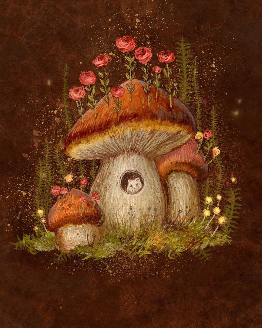 Сказочный лес с мухоморами