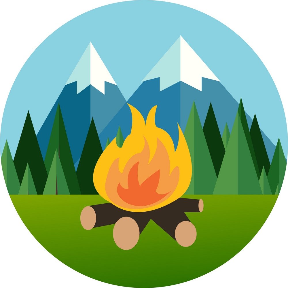 Костер в лесу мультяшный