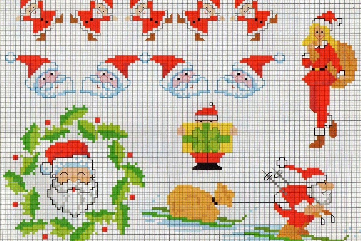 Вышивка крестом Веселые Санты