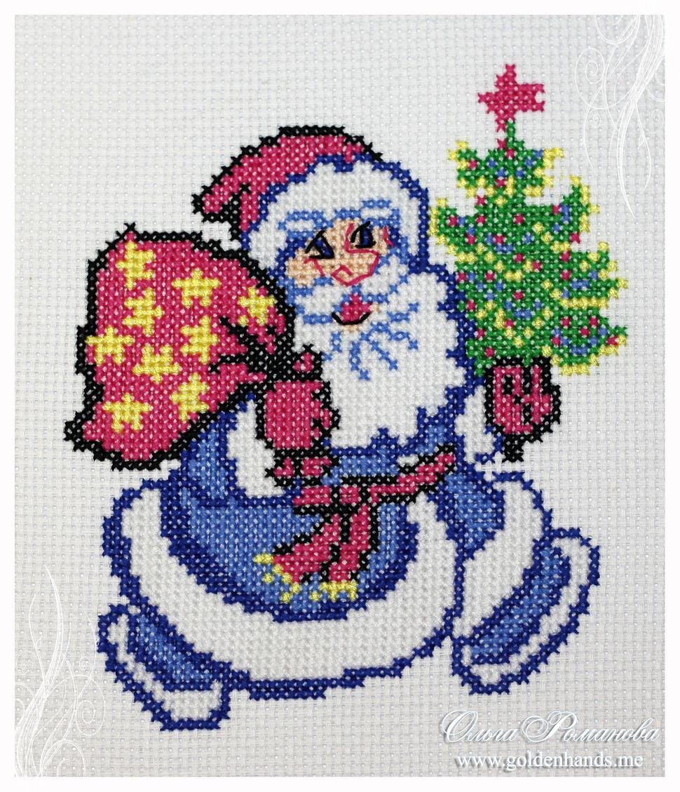 Новогодняя вышивка крестом дед Мороз