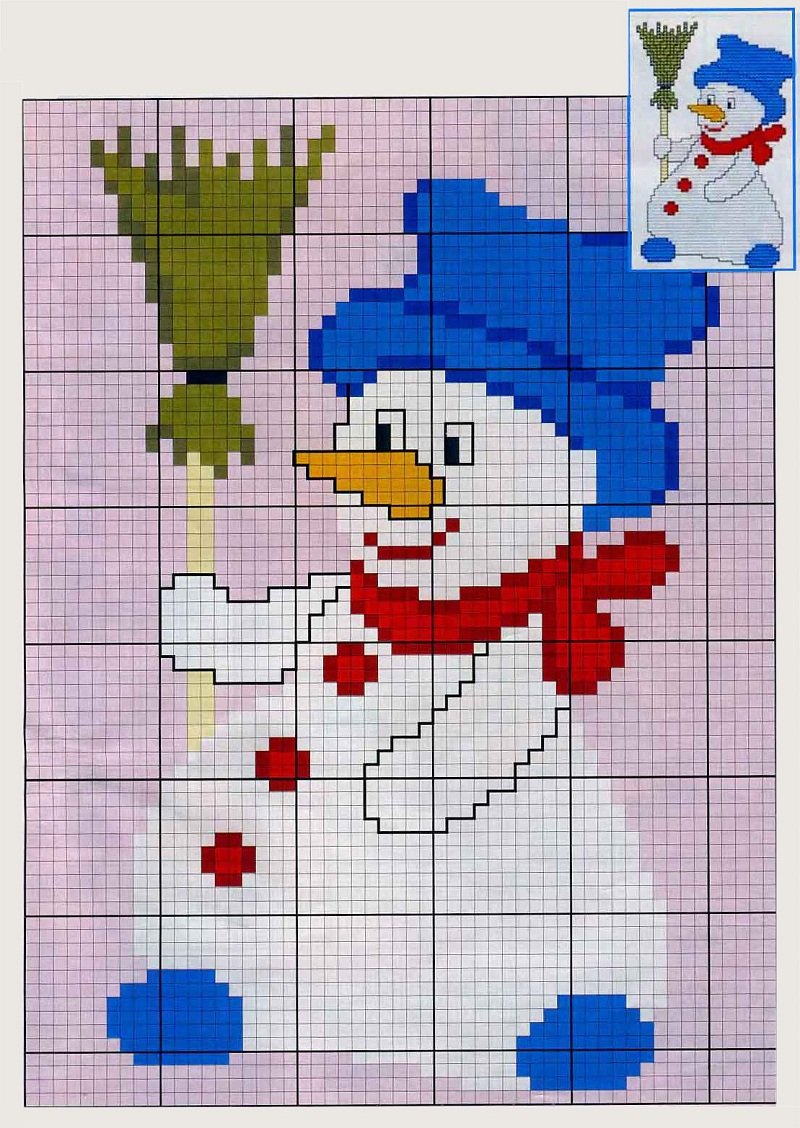 Вышивка Снеговики схемы