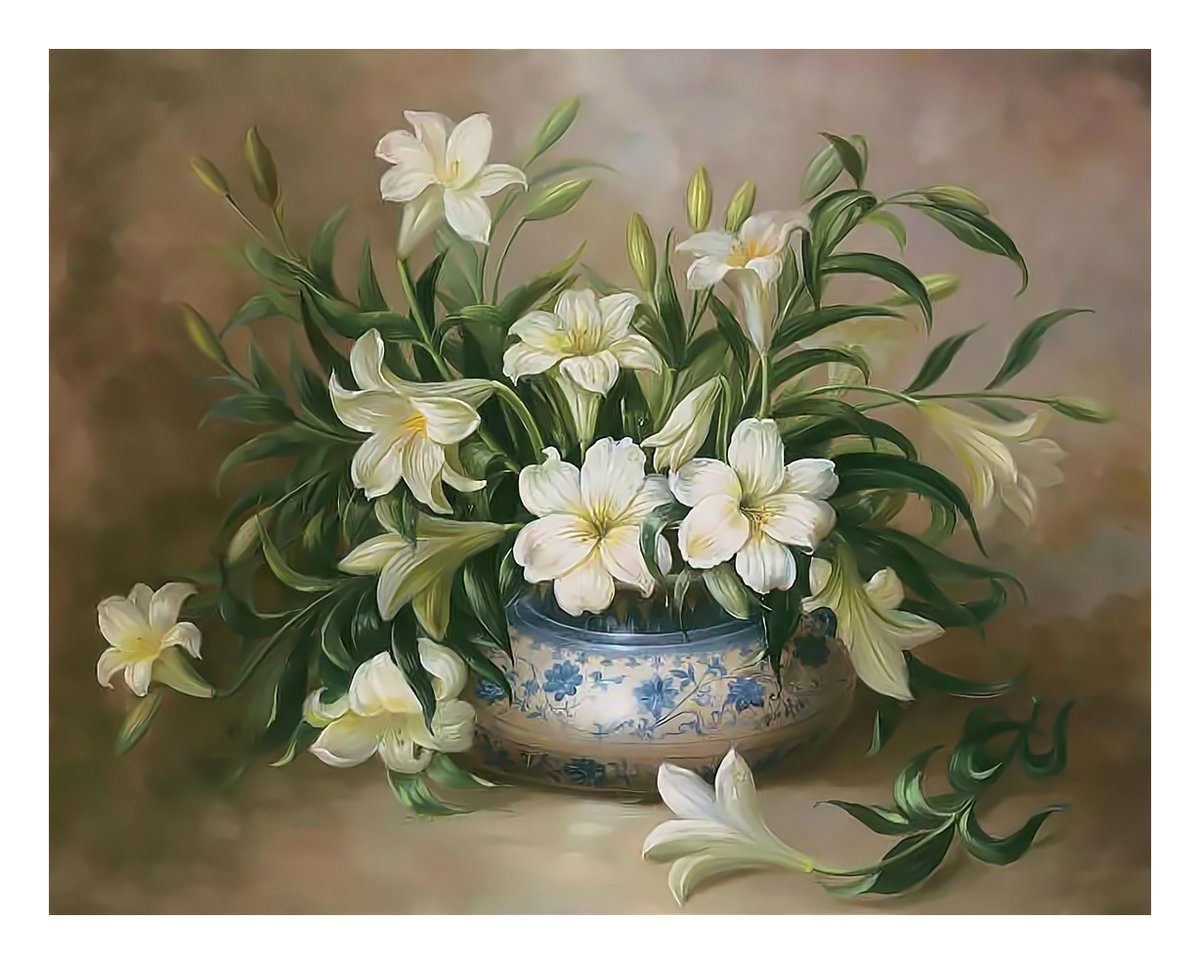 Лилии в вазе живопись