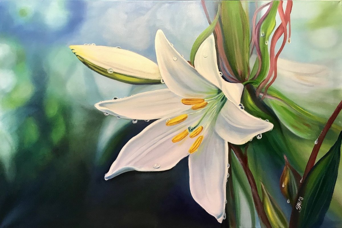 Лилии живопись Елена Базанова
