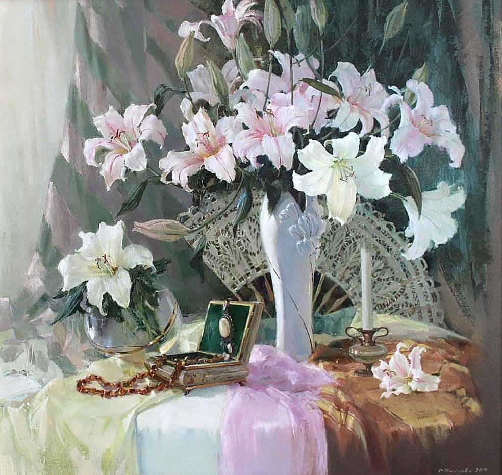 Лилии маслом на холсте