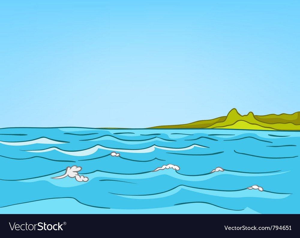 Море с волнами мультяшное