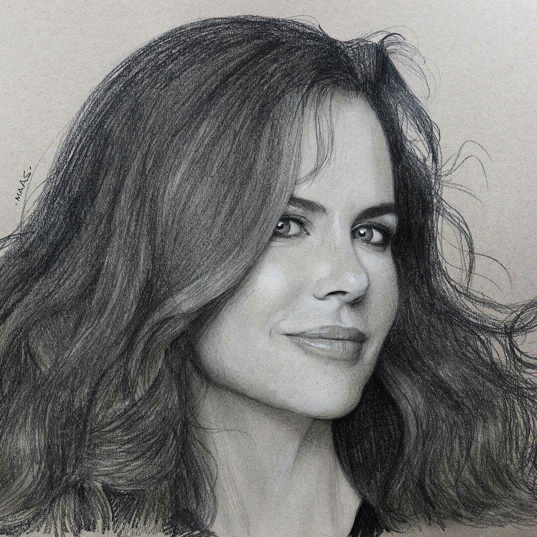 Наброски карандашом Дженнифер Лоуренс