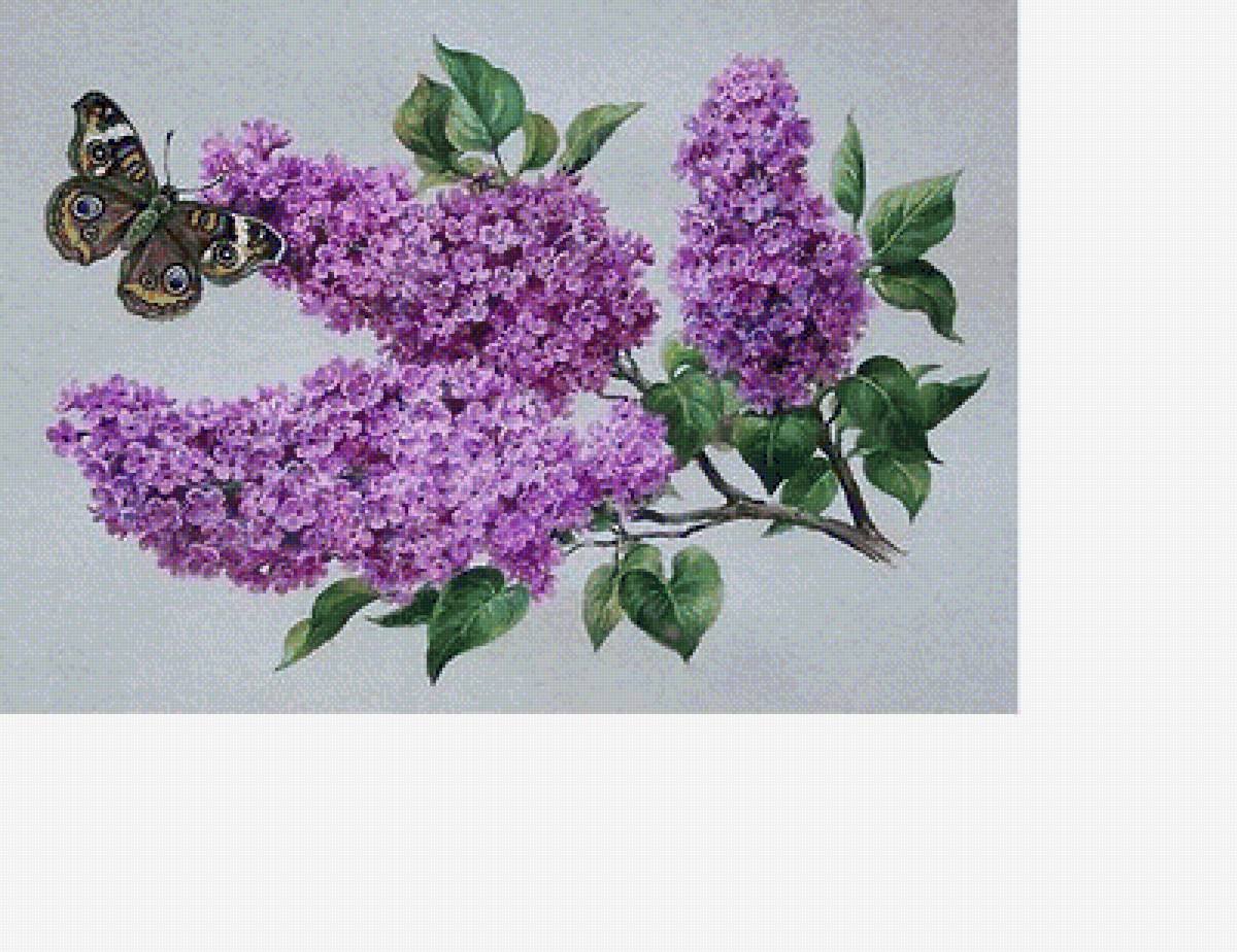 Художественная вышивка сирень