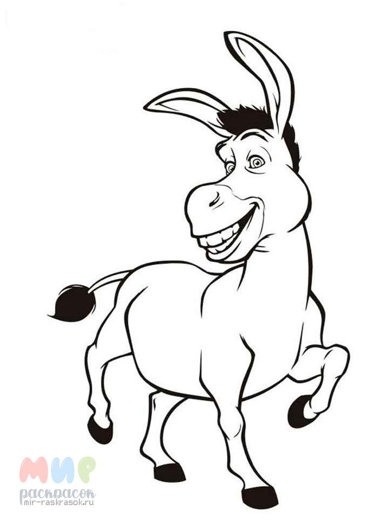 Ослик раскраска для детей
