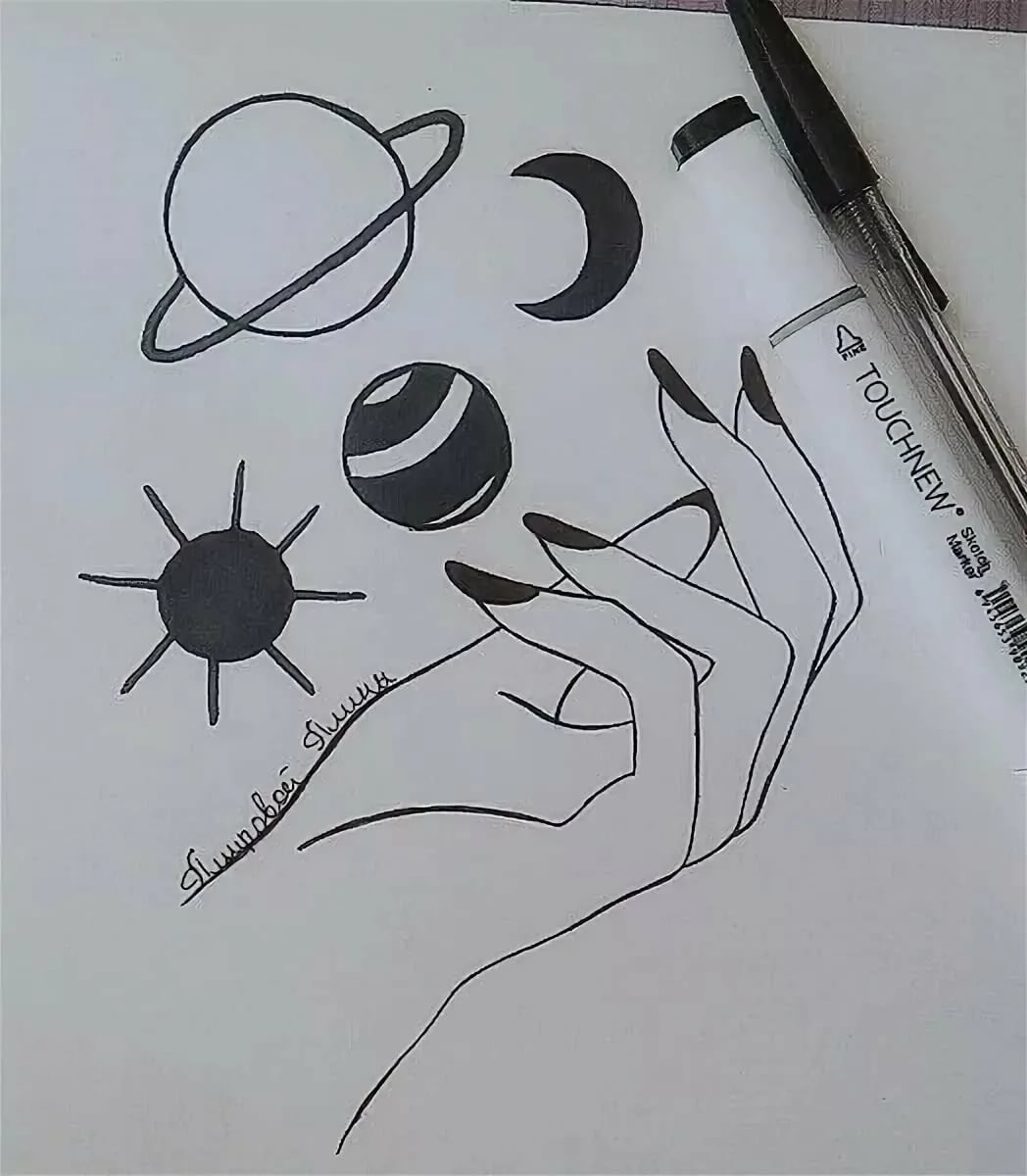 Рисунки чёрной ручкой для срисовки