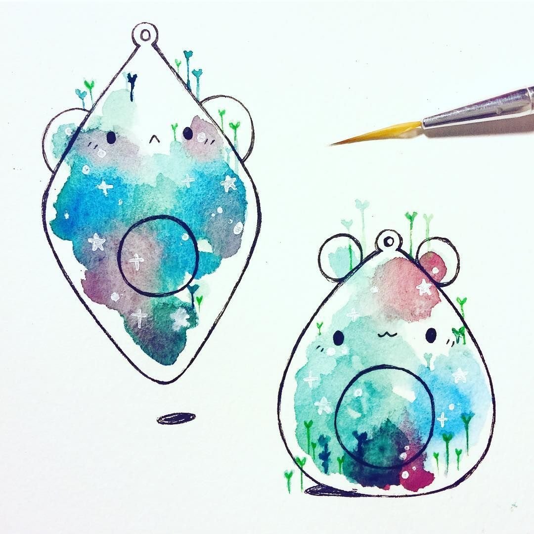 Милые рисунки акварелью легкие