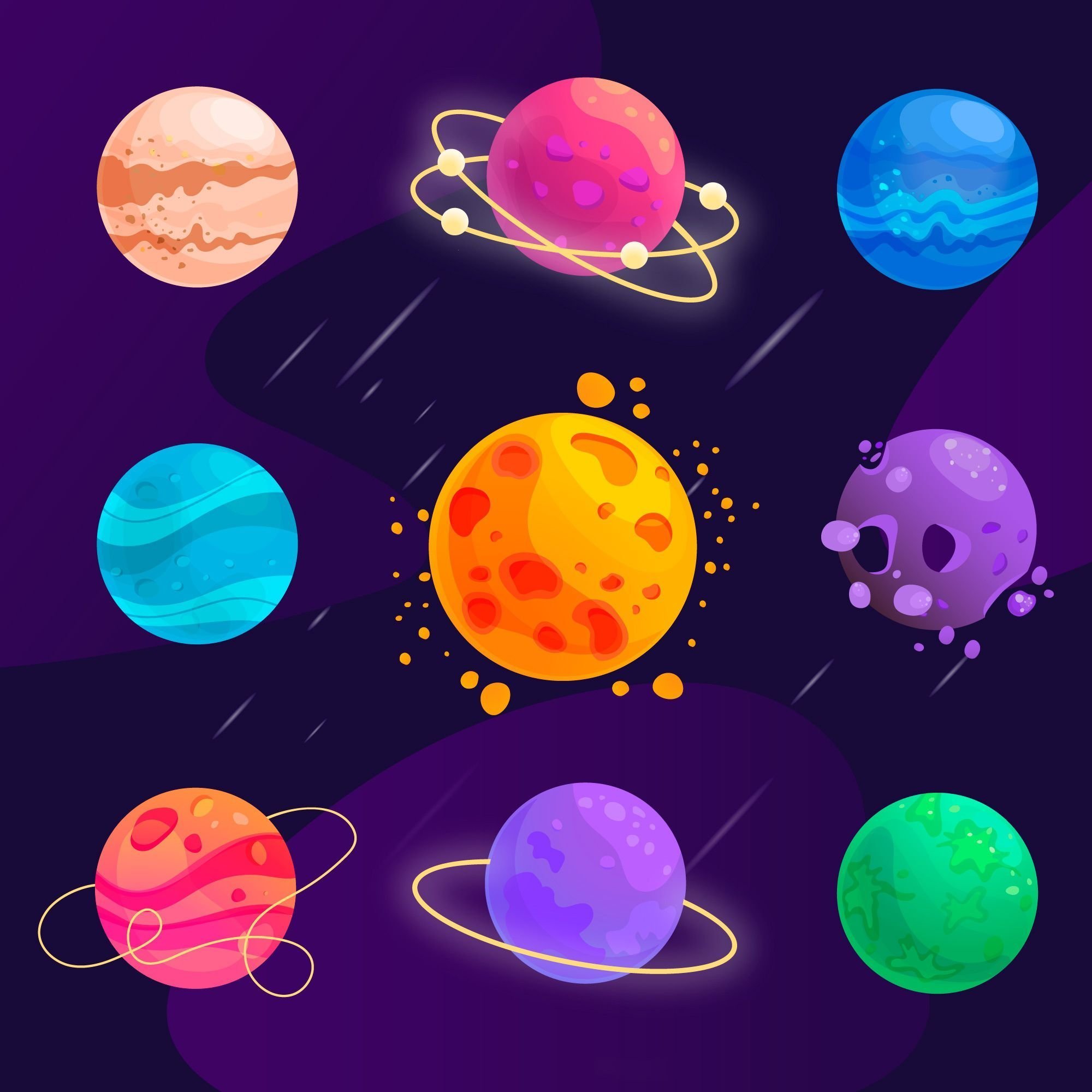 Разноцветная Планета. Стилизованные планеты. Векторная Планета. Космос картинки для детей. Рисунок планет в космосе