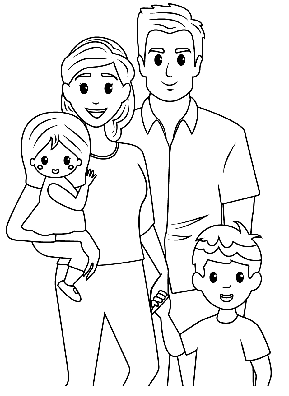 Семья рисунок раскраска - 76 фото