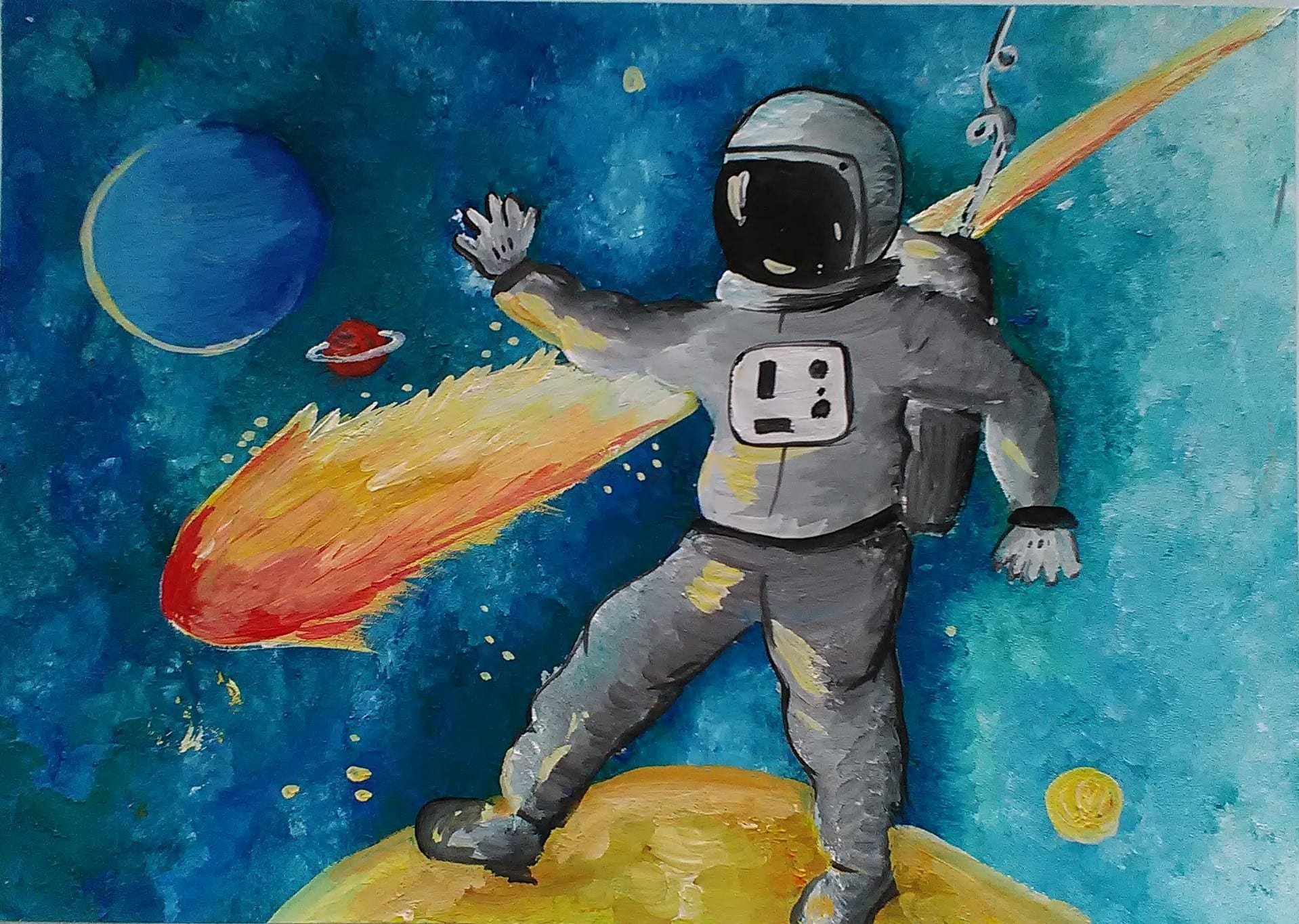 День космонавтики гуашью. Рисунок на тему космос. Рисунок ко Дню космонавтики. Рисунок на космическую тему. Космос рисунок для детей.