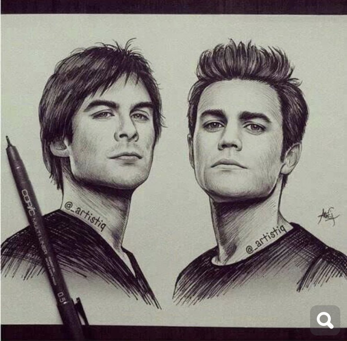 Стефан и Деймон Сальваторе рисунок