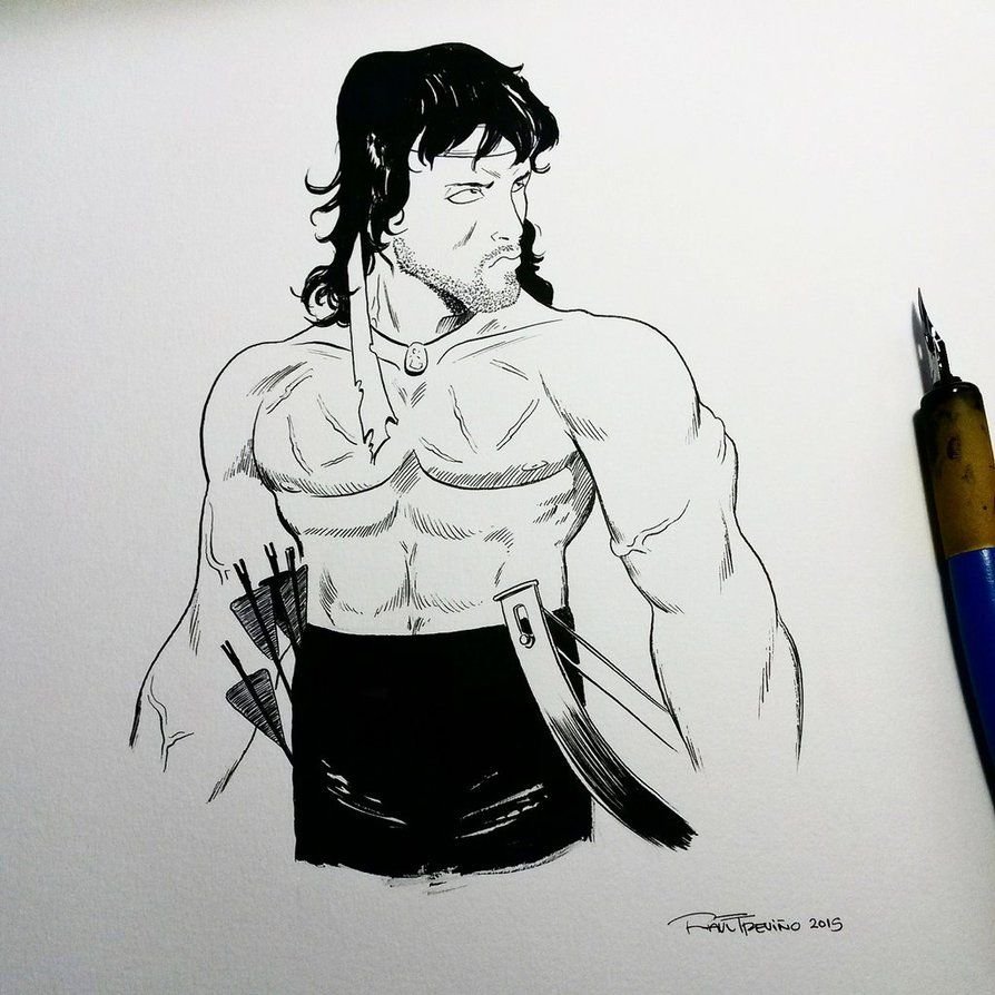 Рисунок КАРАНДАШОМПОРТРЕТ Сталонне Рембо