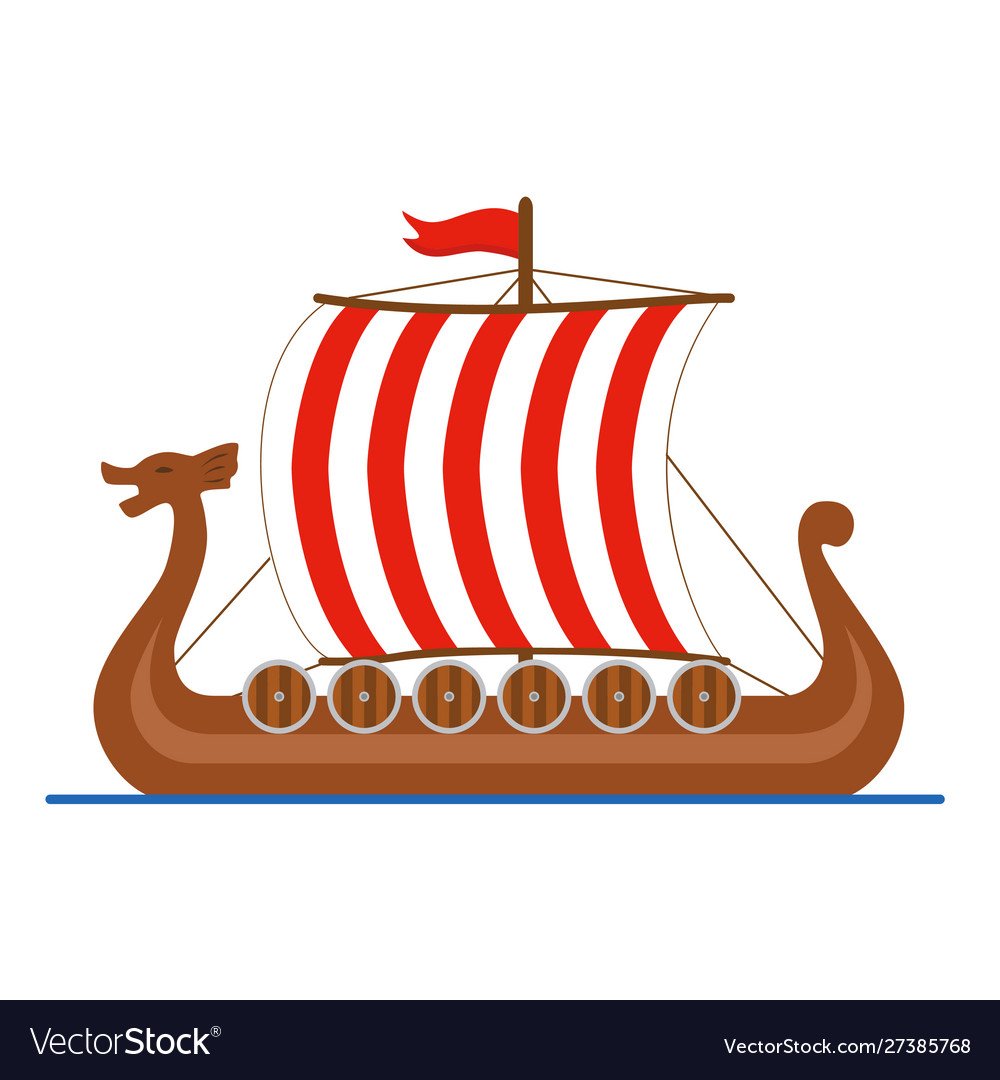 Корабль викингов вид сбоку