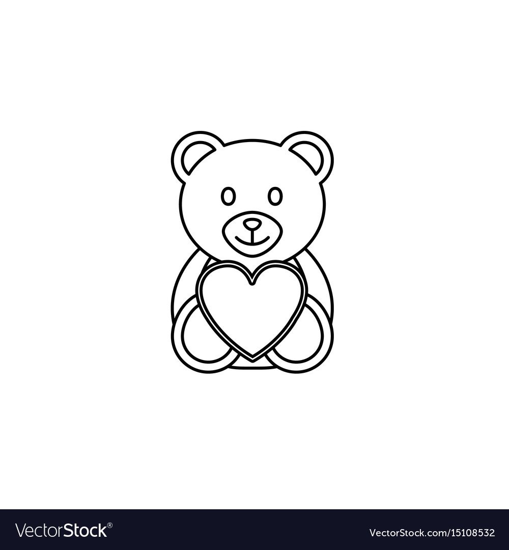 Медвежонок контурный с сердечком