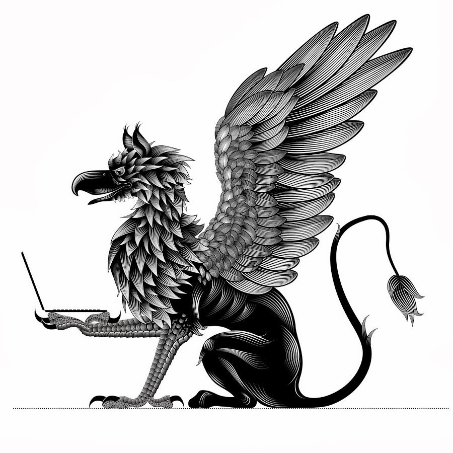 Грифон на белом фоне