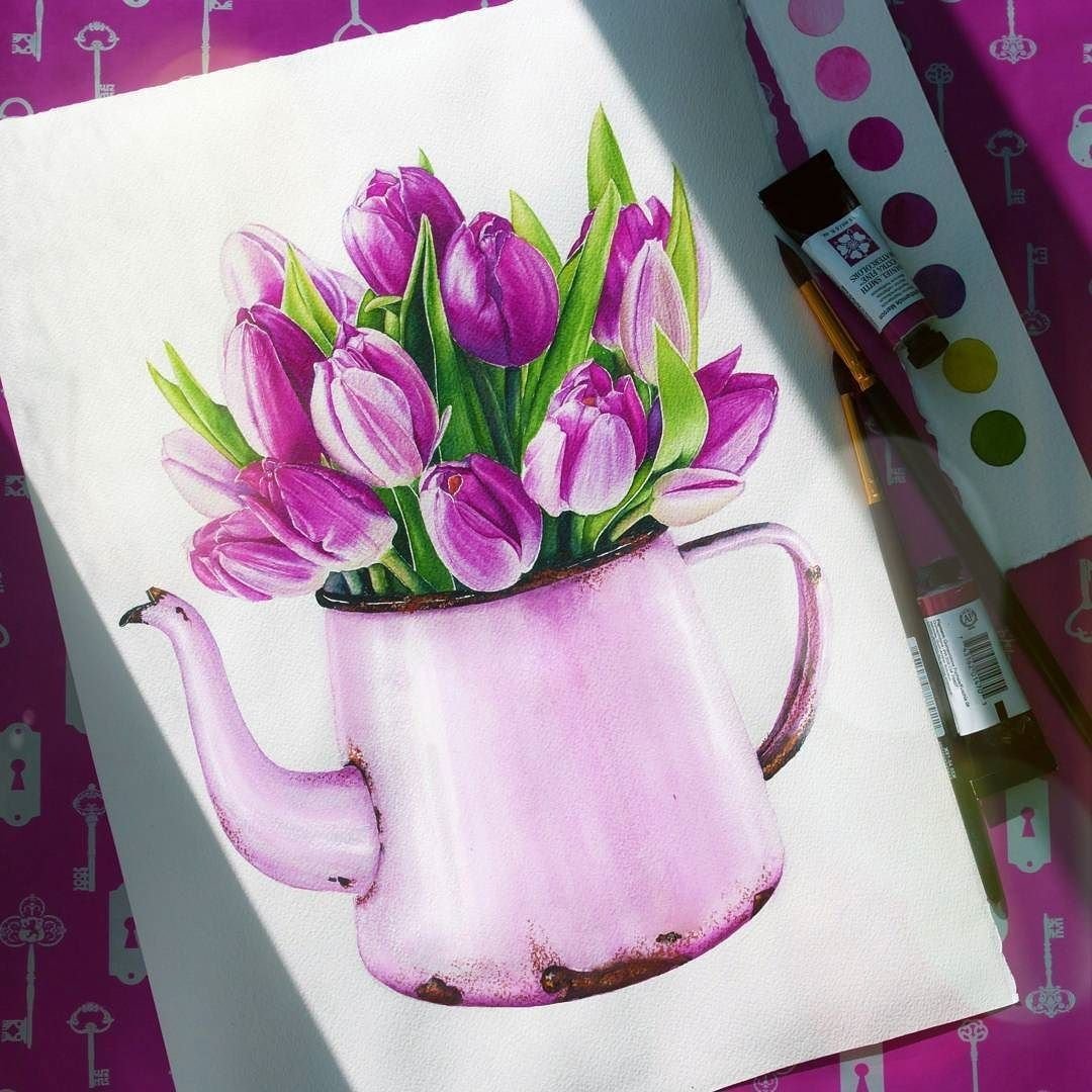 Букет тюльпанов рисунок