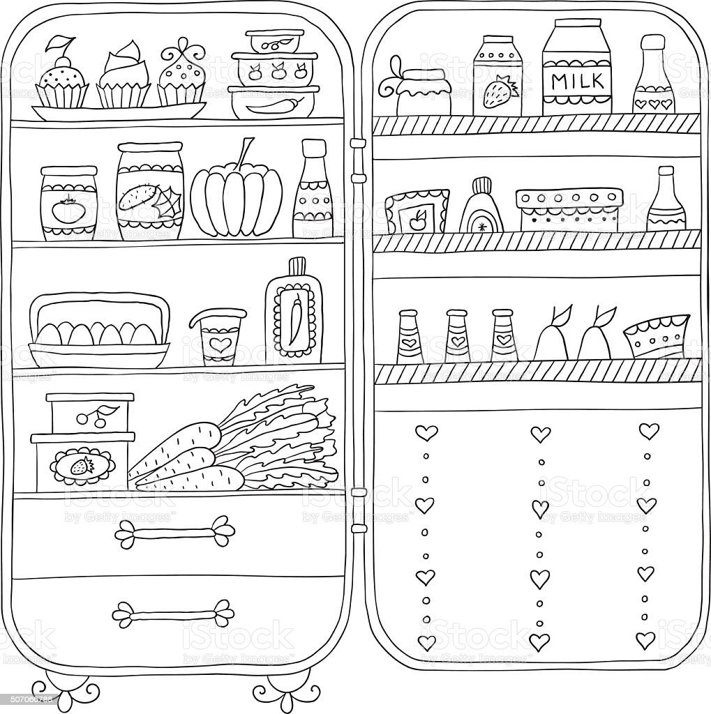 Холодильник раскраска для дошкольников