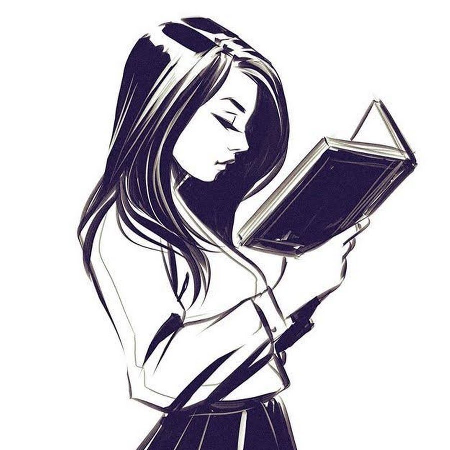 Нарисованная девушка с книгой