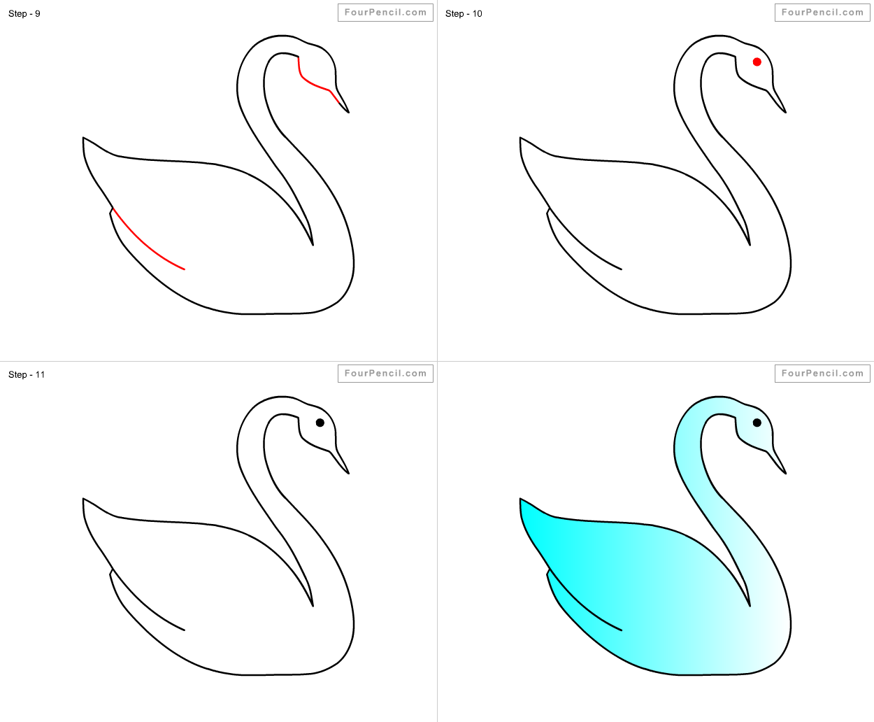 Как нарисовать лебедя цветными карандашами