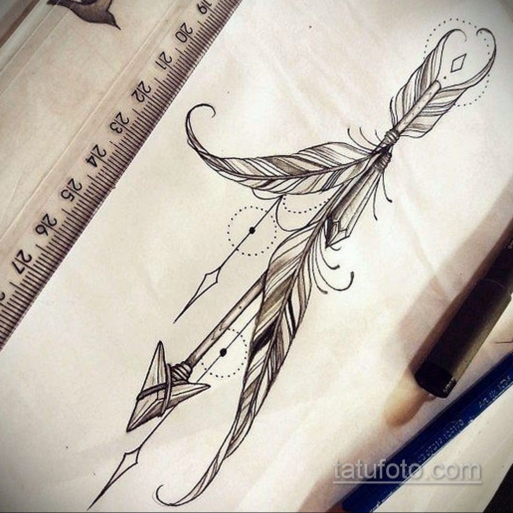 Стрела с пером эскиз