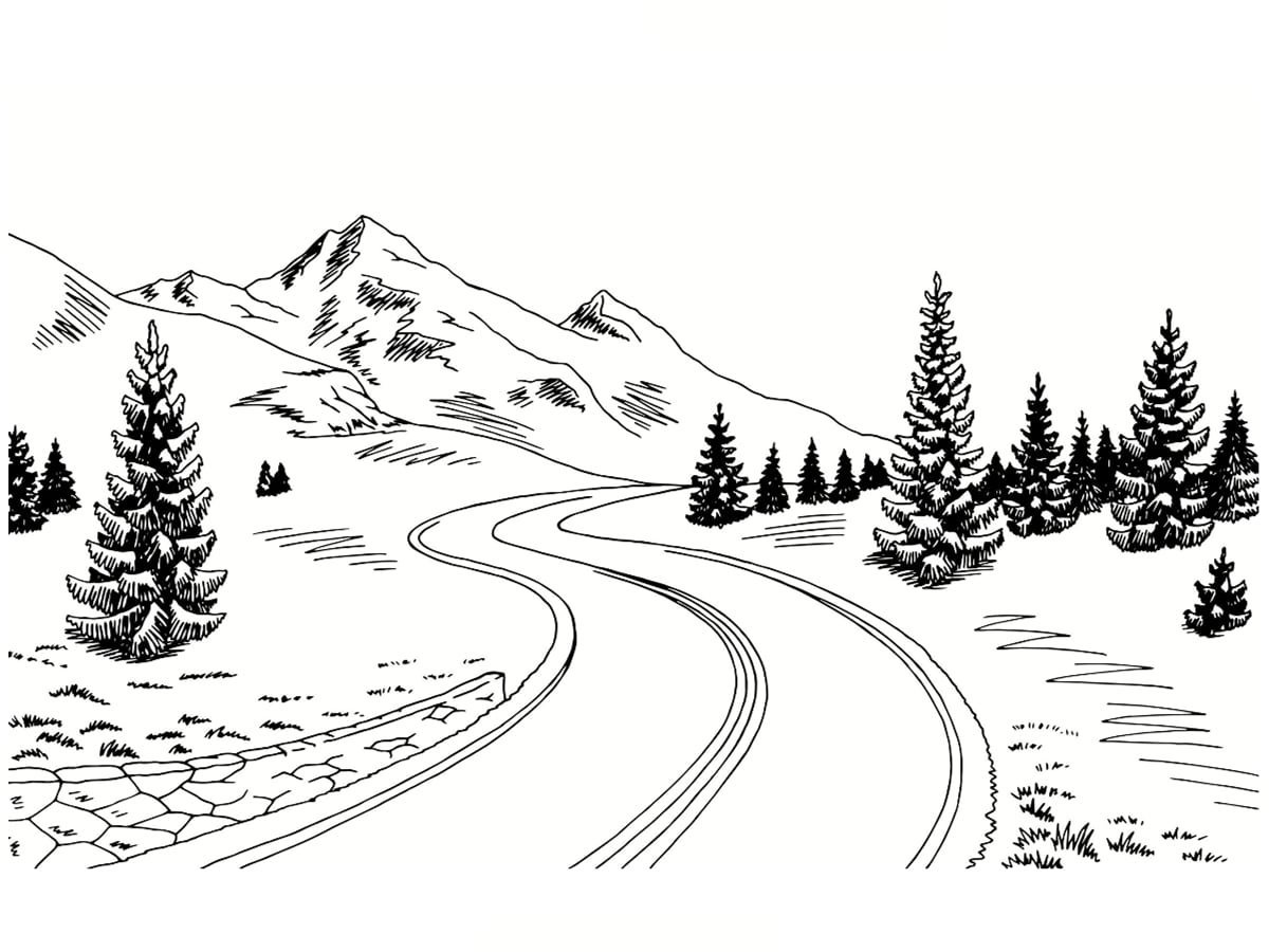 Зимняя дорога Раскраска картина по номерам на холсте LV17-100x150