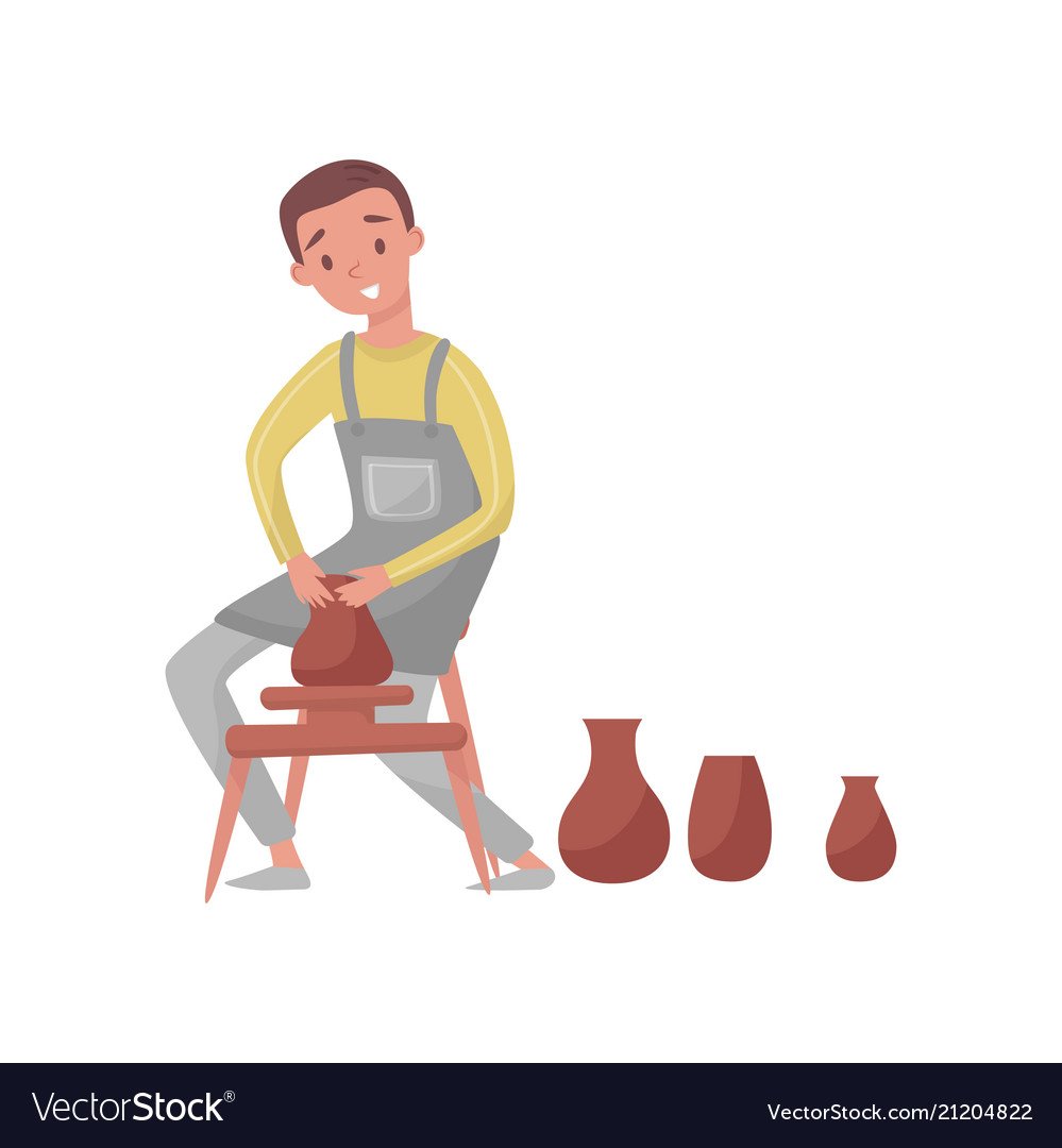 Гончарное дело на белом фоне