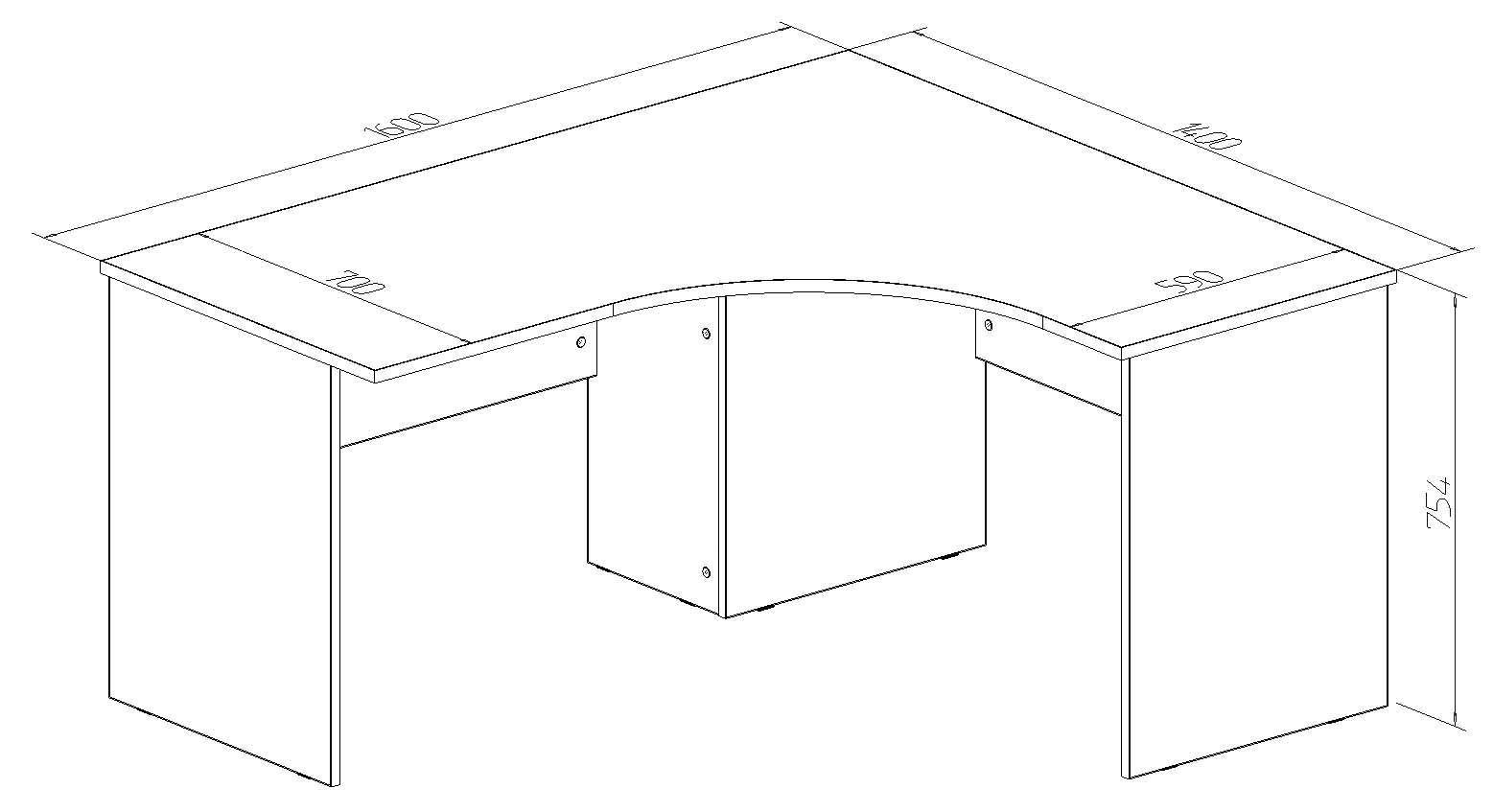 Угловой офисный стол 1200х1200 чертеж