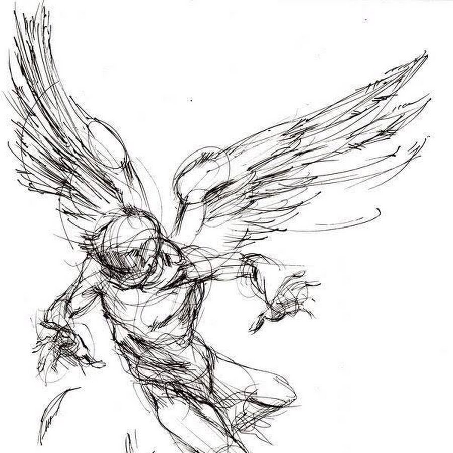 Эскиз человек с крыльями