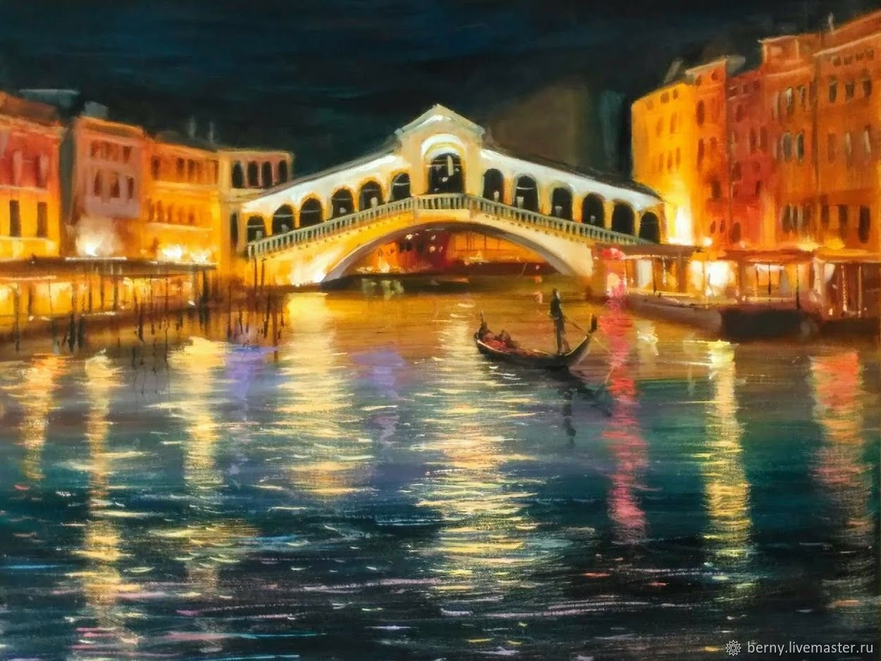Романс венецианская ночь м глинки. Венецианская ночь Глинка картина. Мост Риальто Венеция художник. Баркарола Глинка венецианская ночь. Ночная Венеция картина художник.