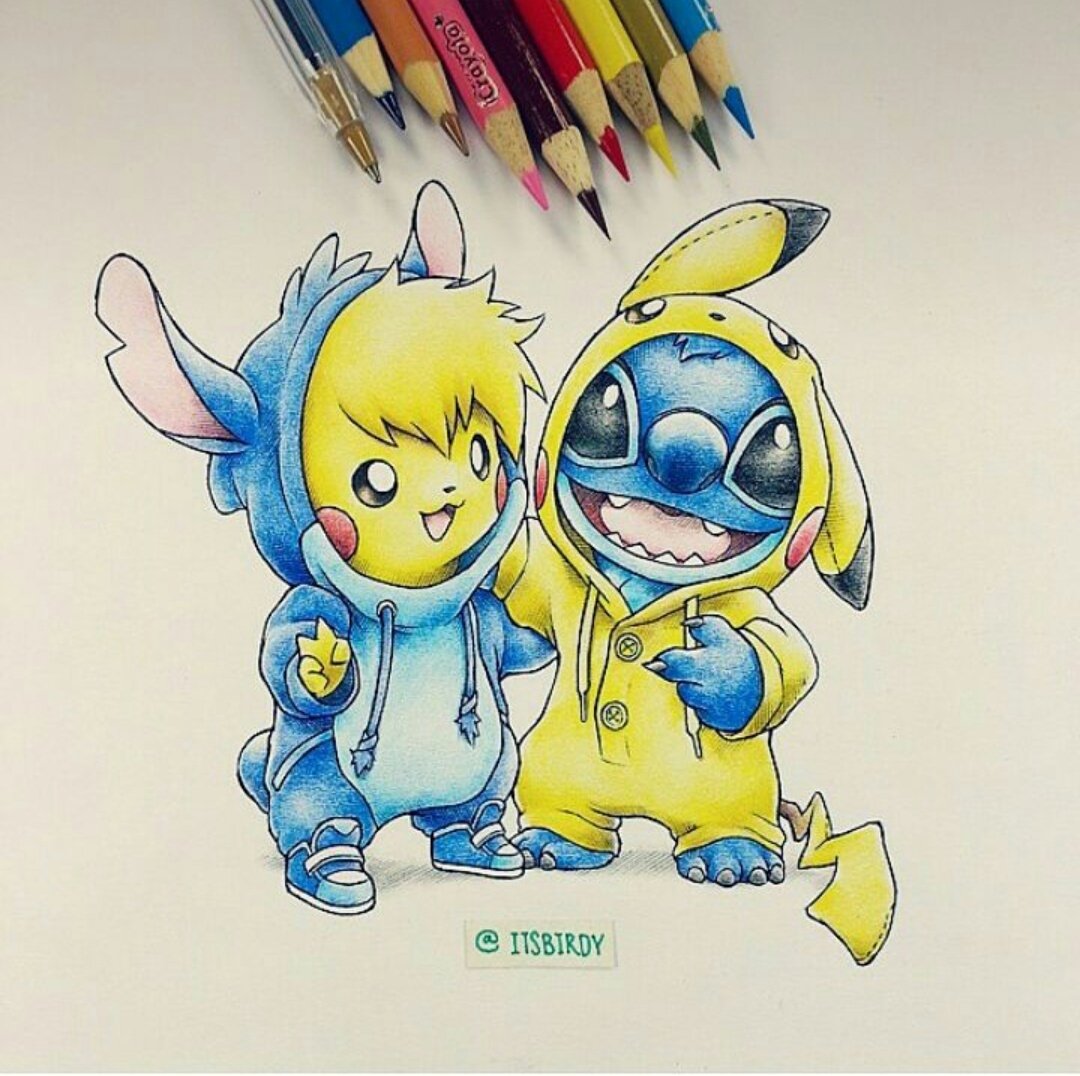 Пикачу и Стич вместе