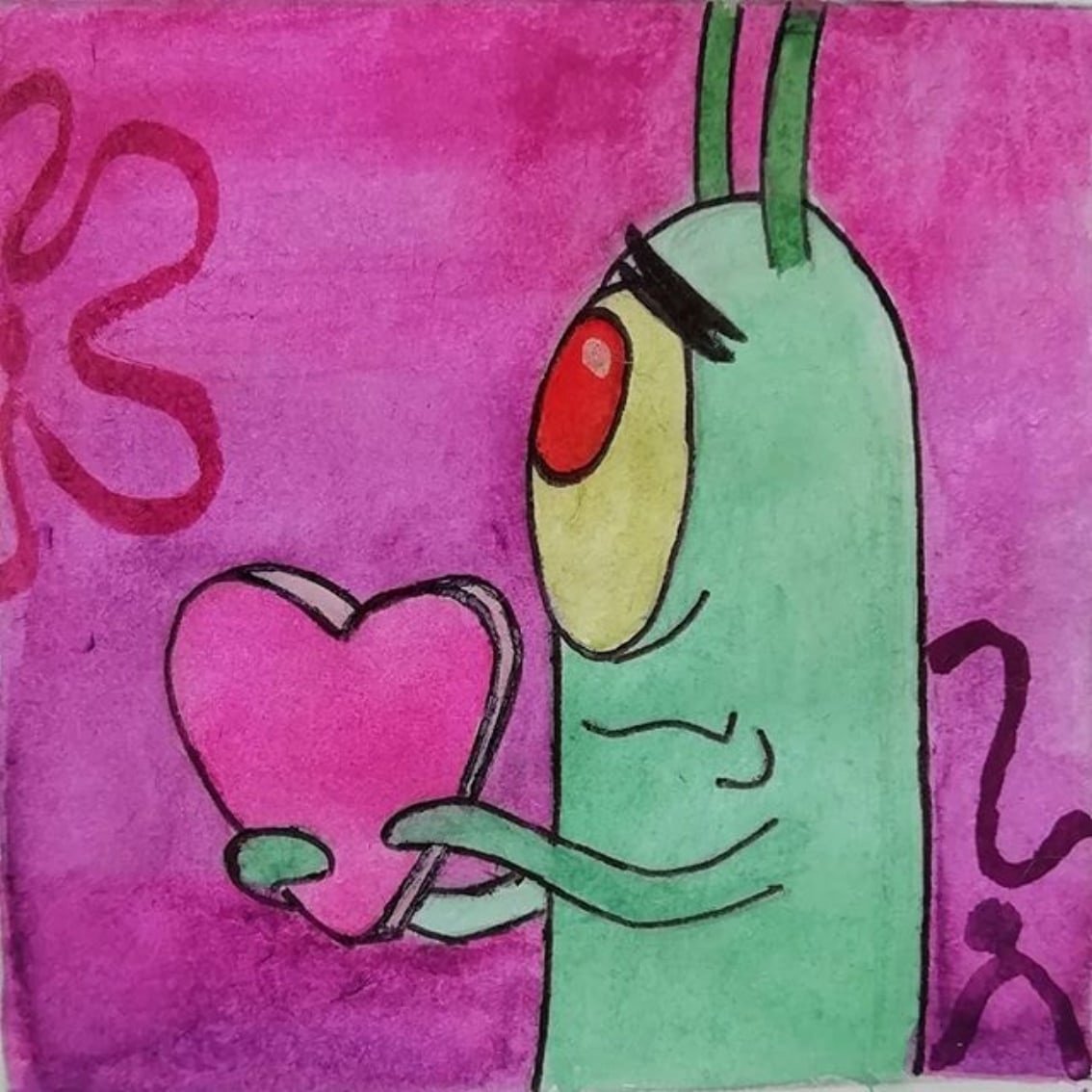 Планктон из Спанч Боба с сердечком