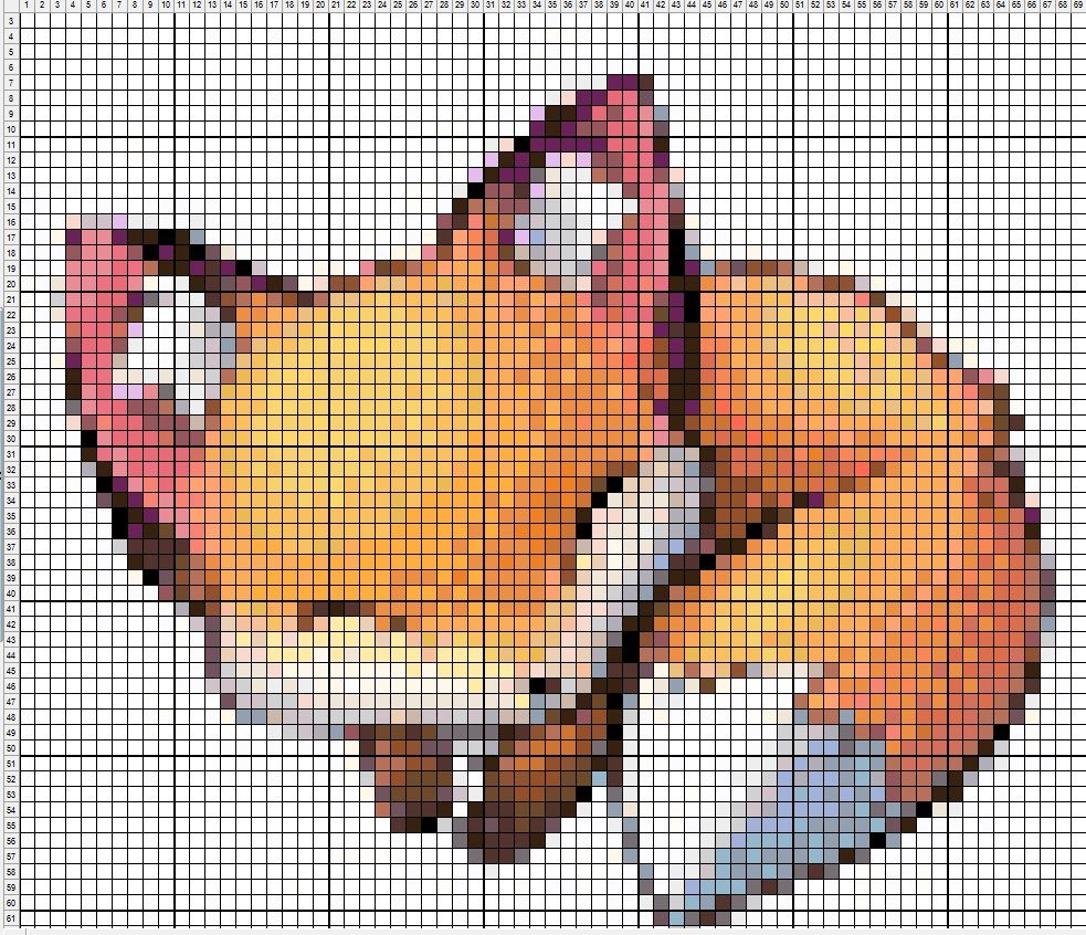 Лисички по клеточкам маленькие