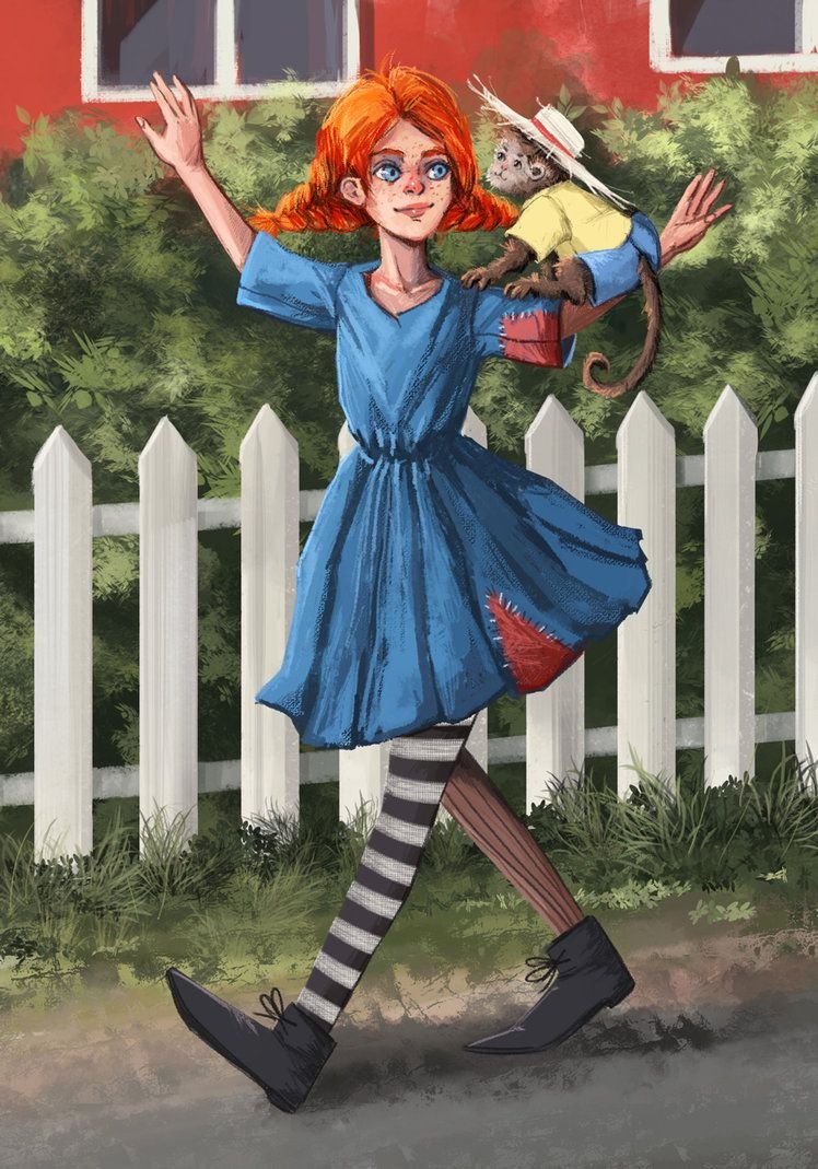 Пеппи длинный чулок иллюстрации