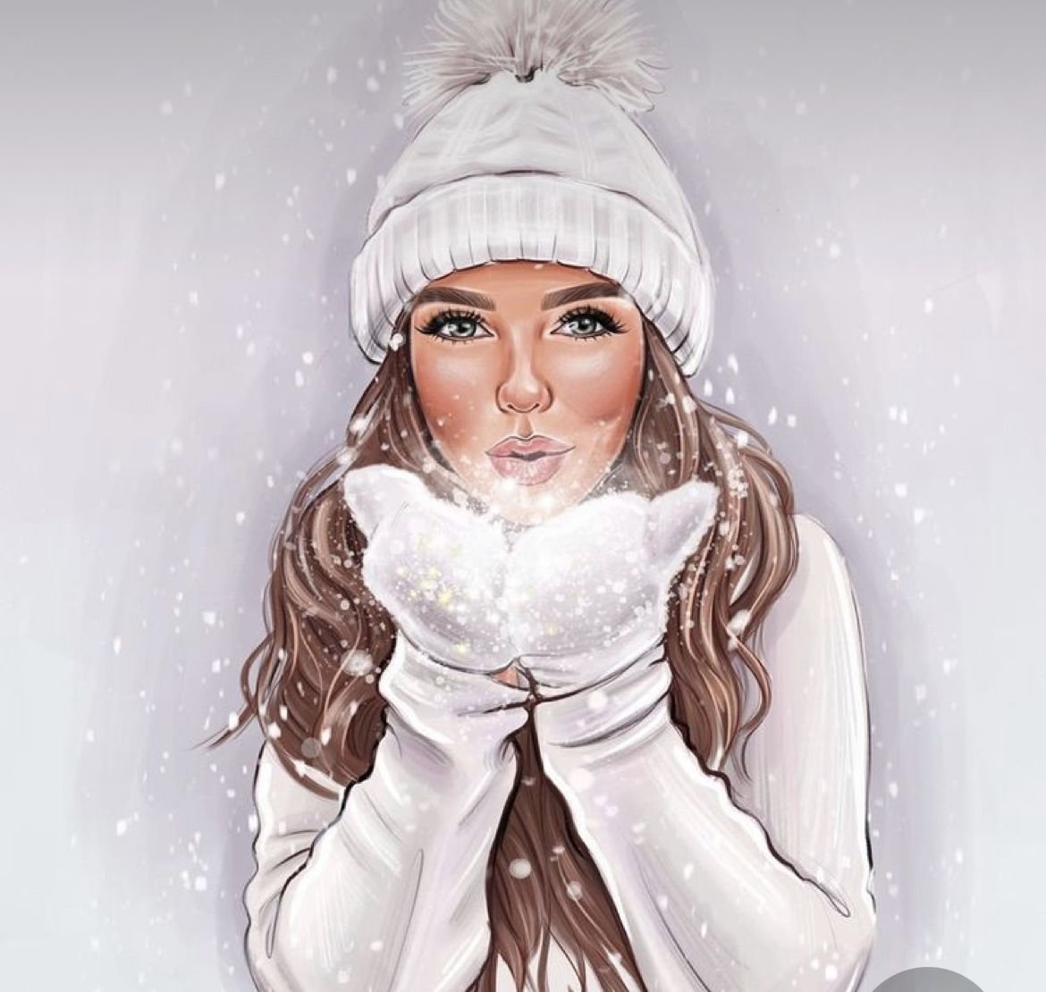 Зимние нарисованные девушки