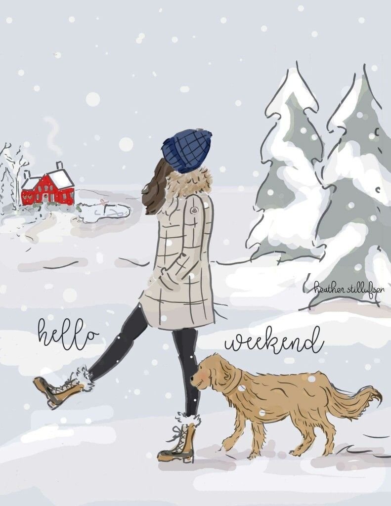 Зимние модные иллюстрации зимние