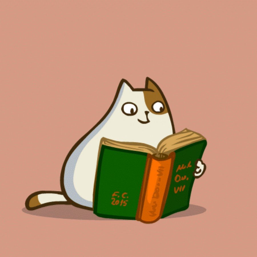 Рисунок кота с книгой