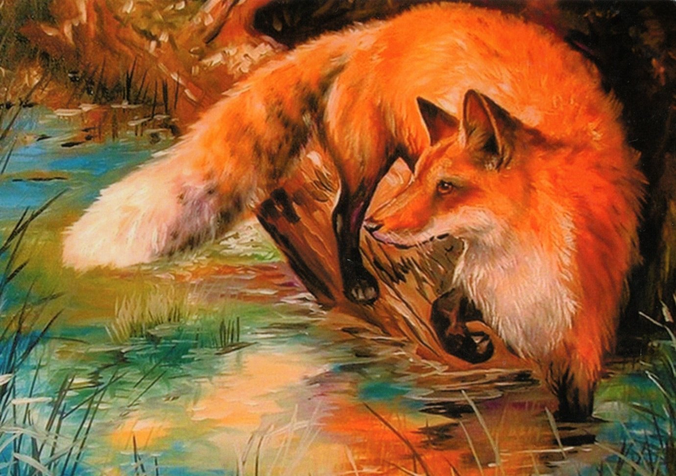 Лиса щука. Рисунок лисы. Лисичка живопись. Лиса картина. Пейзаж с лисой.
