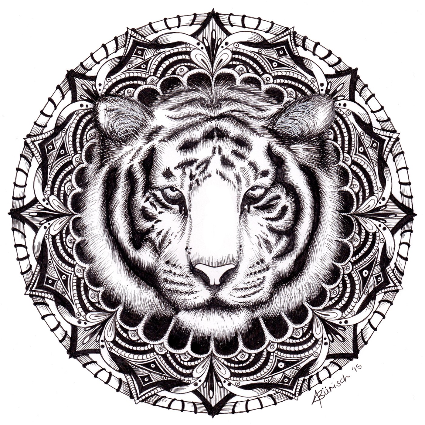 Тотемное животное тигр Мандала