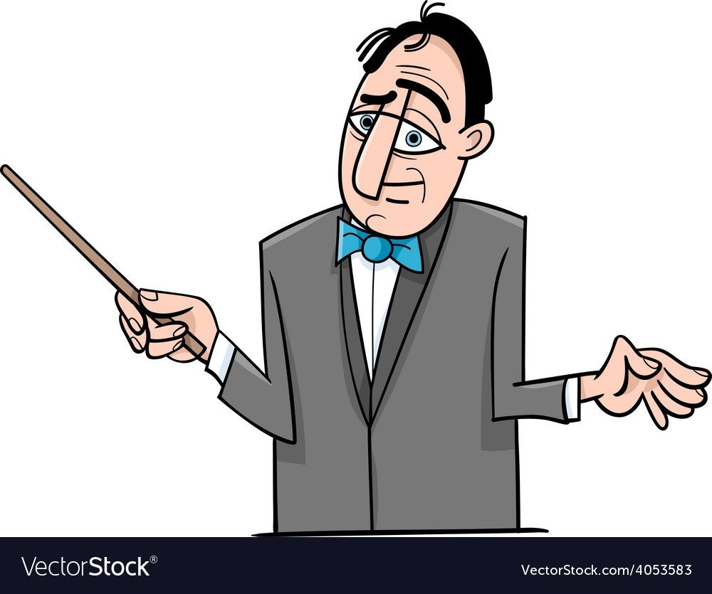 Смешной дирижёр на прозрачном фоне