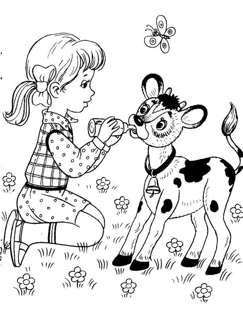 Раскраска человек с собакой