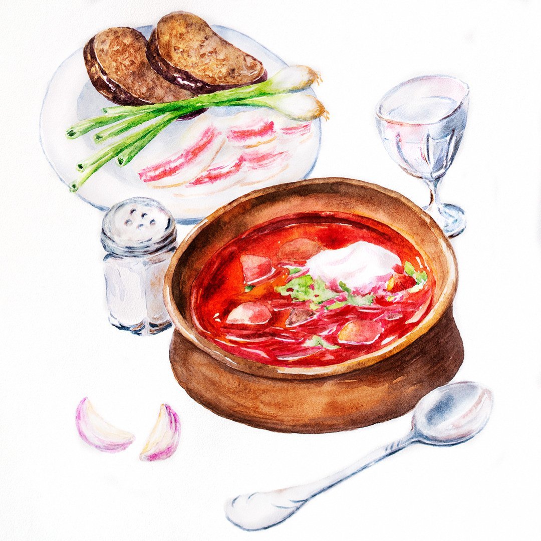 Первые блюда акварелью