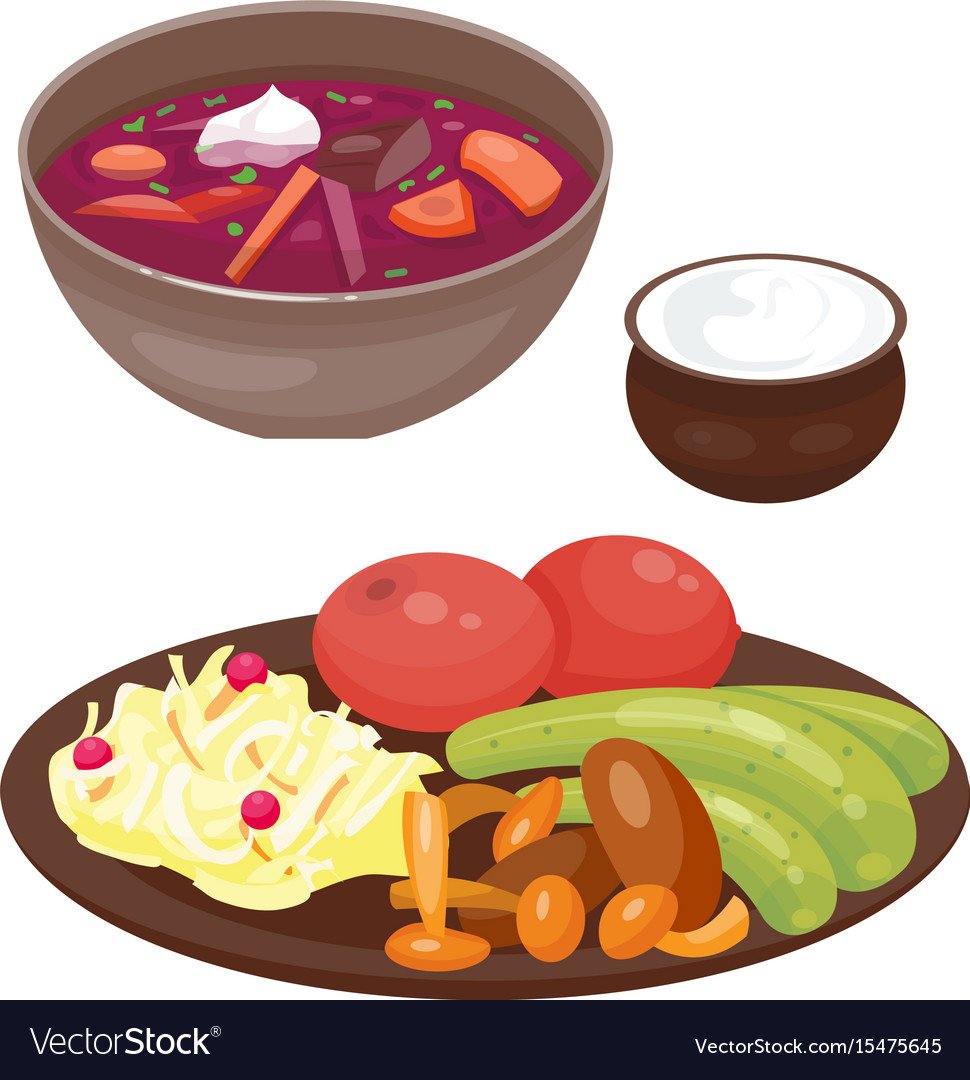 Раскраска борщ в тарелке