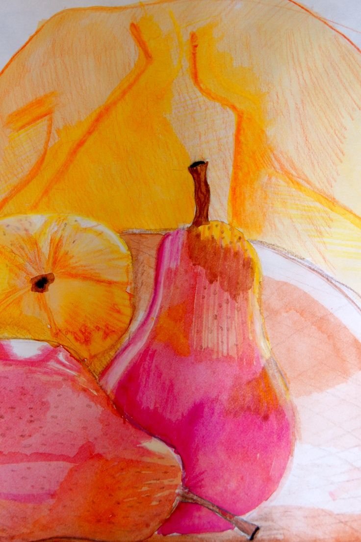 Натюрморт с фруктами акварелью