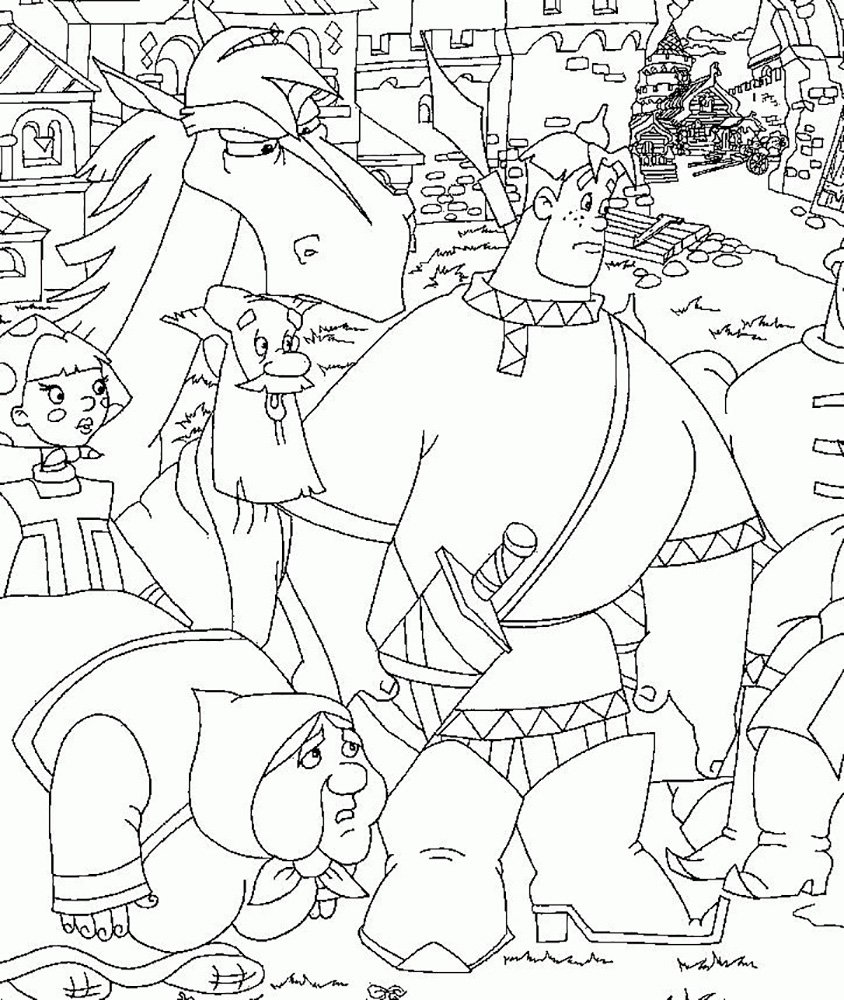 Раскраска богатырь Илья Муромец